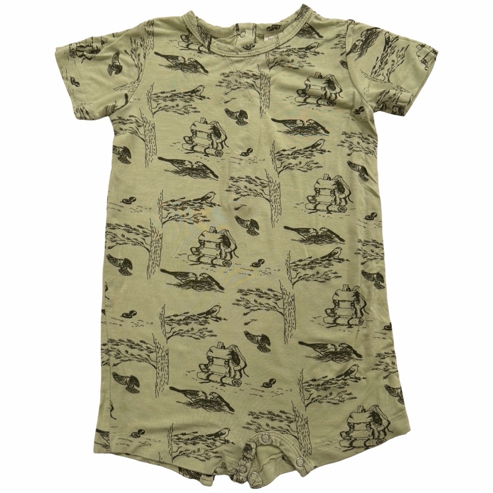 Kate Quinn short sleeve topstitch shortie backpacking print modal 12-18m
